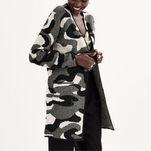 🏷️Nine West Longline Camo Cardigan Open Front Size XL